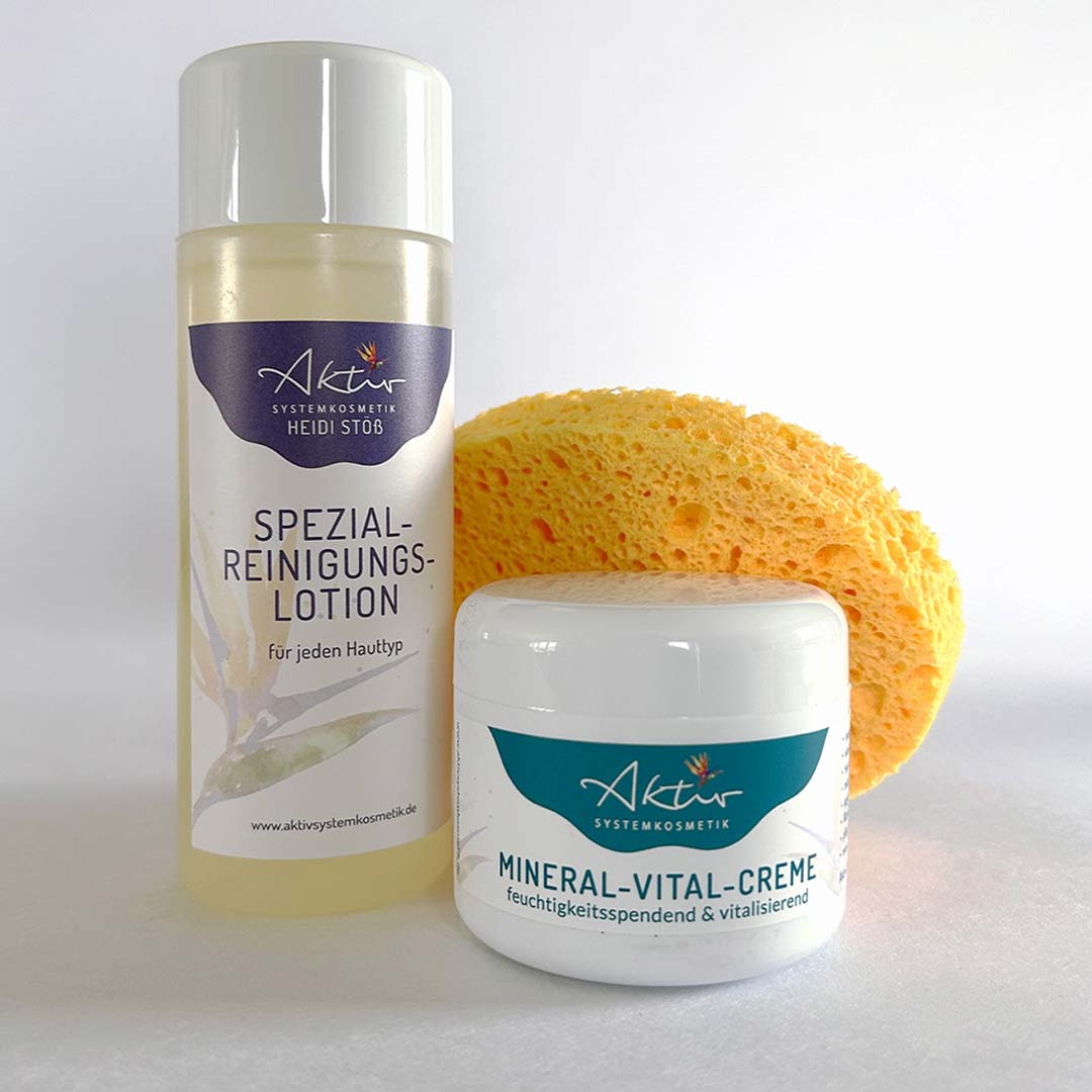 Reinigung + Mineral-Vital-Creme Creme + Schwamm