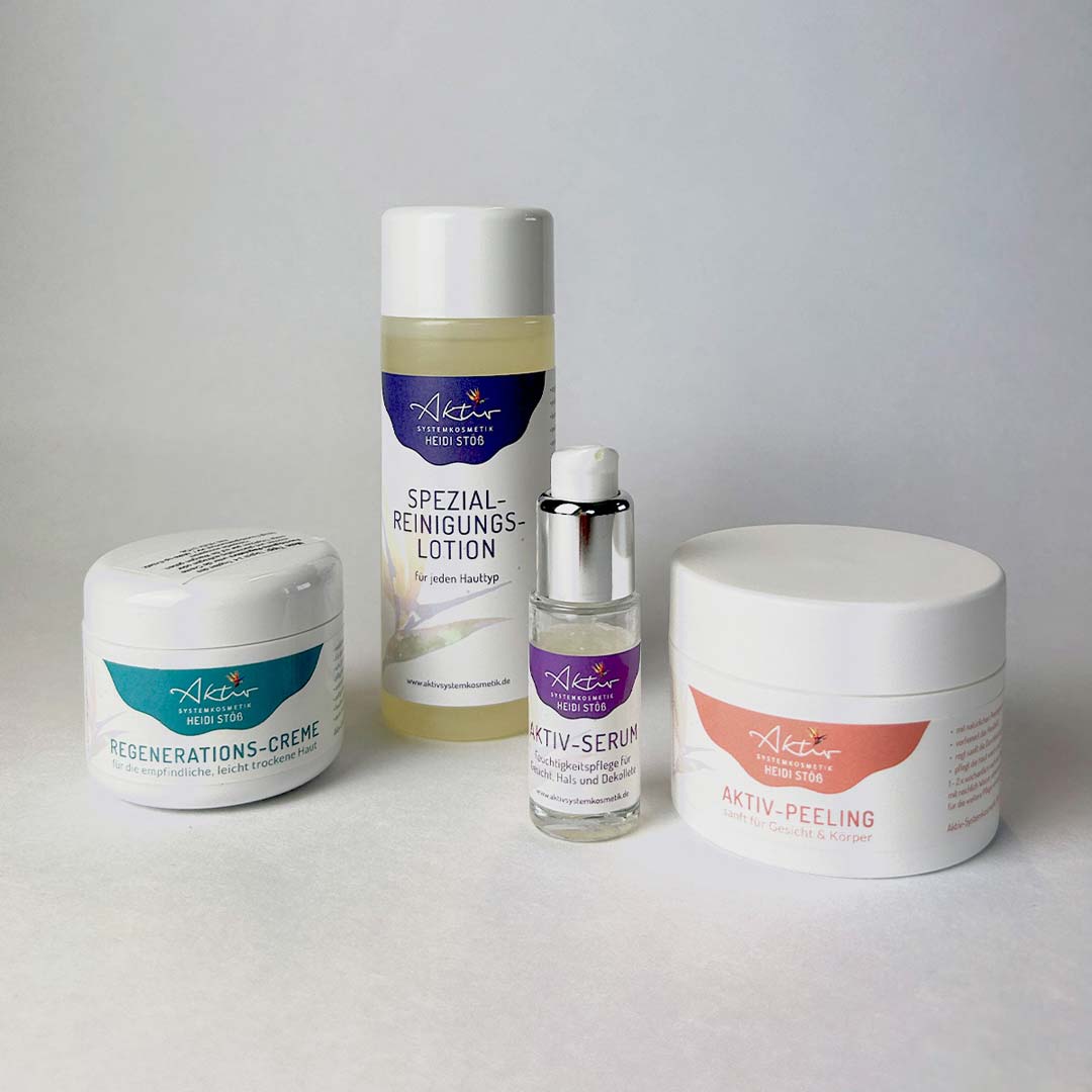 Reinigung + Aktiv-Serum + Aktiv-Peeling + Regenerations-Creme